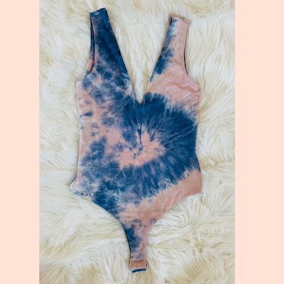 Fore Tie Dye Bodysuit S Blue Pink Tank - Picture 2 of 12